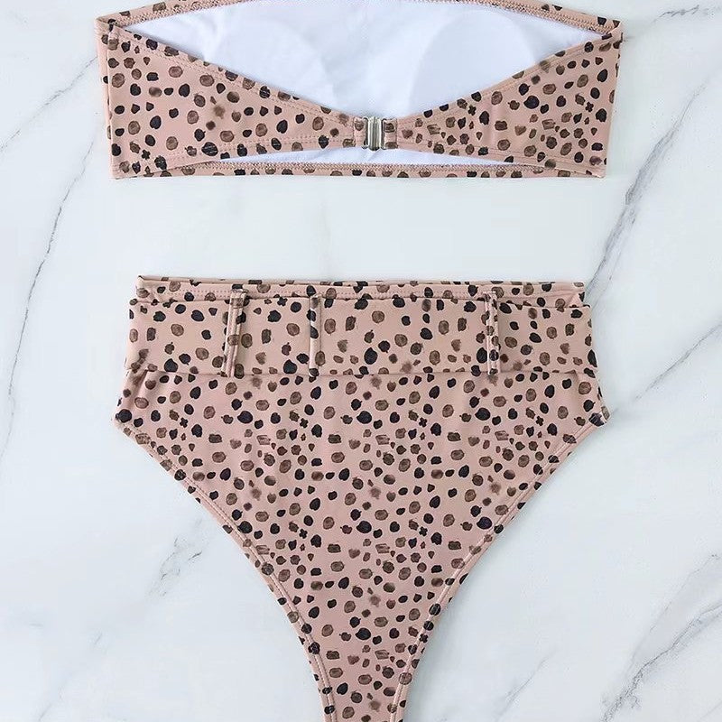 Bikini European and American swimsuit high waisted printed swimsuit