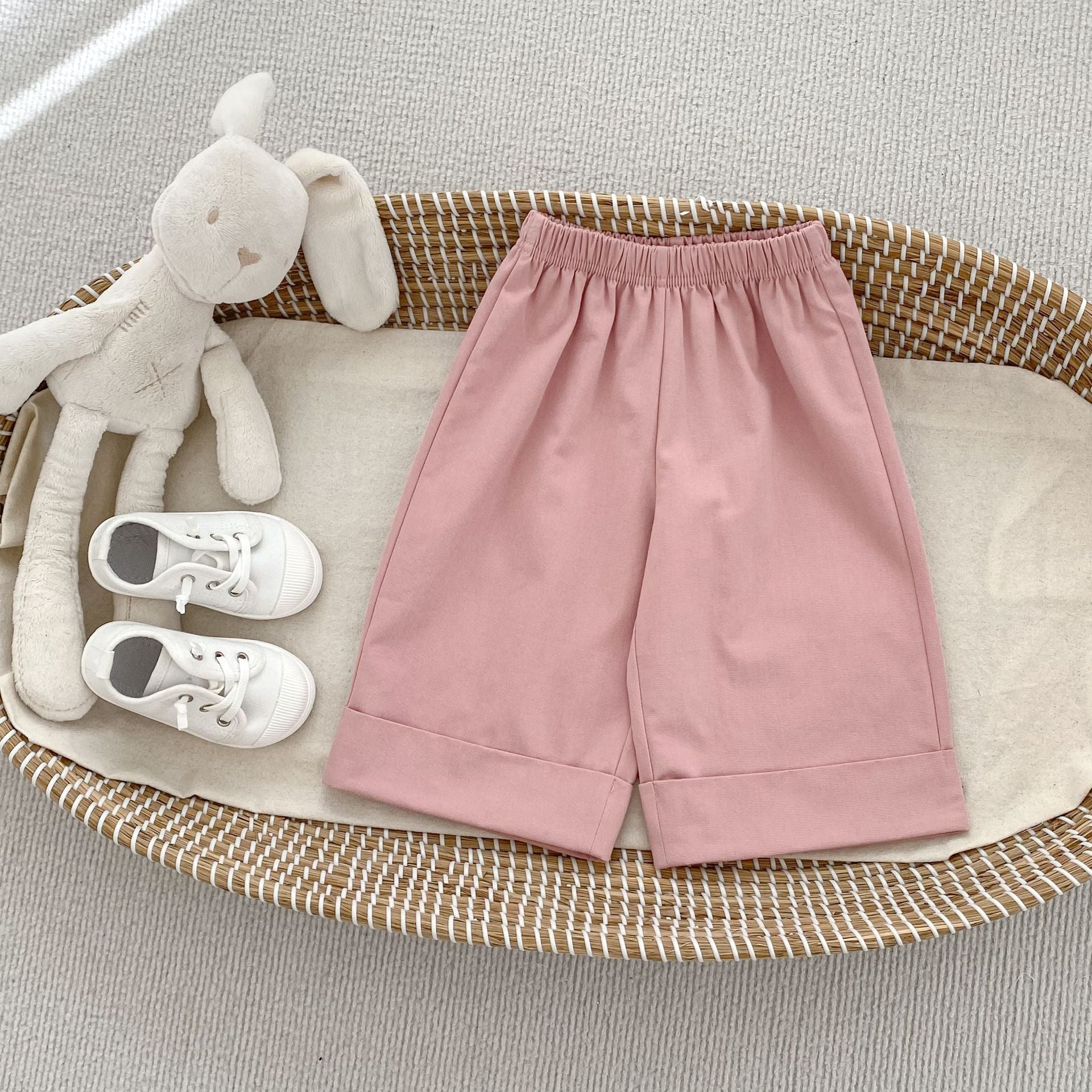 Chic Loose Straight Leg Pants for Girls Summer Lightweight Solid Color Casual Wide Leg Trousers