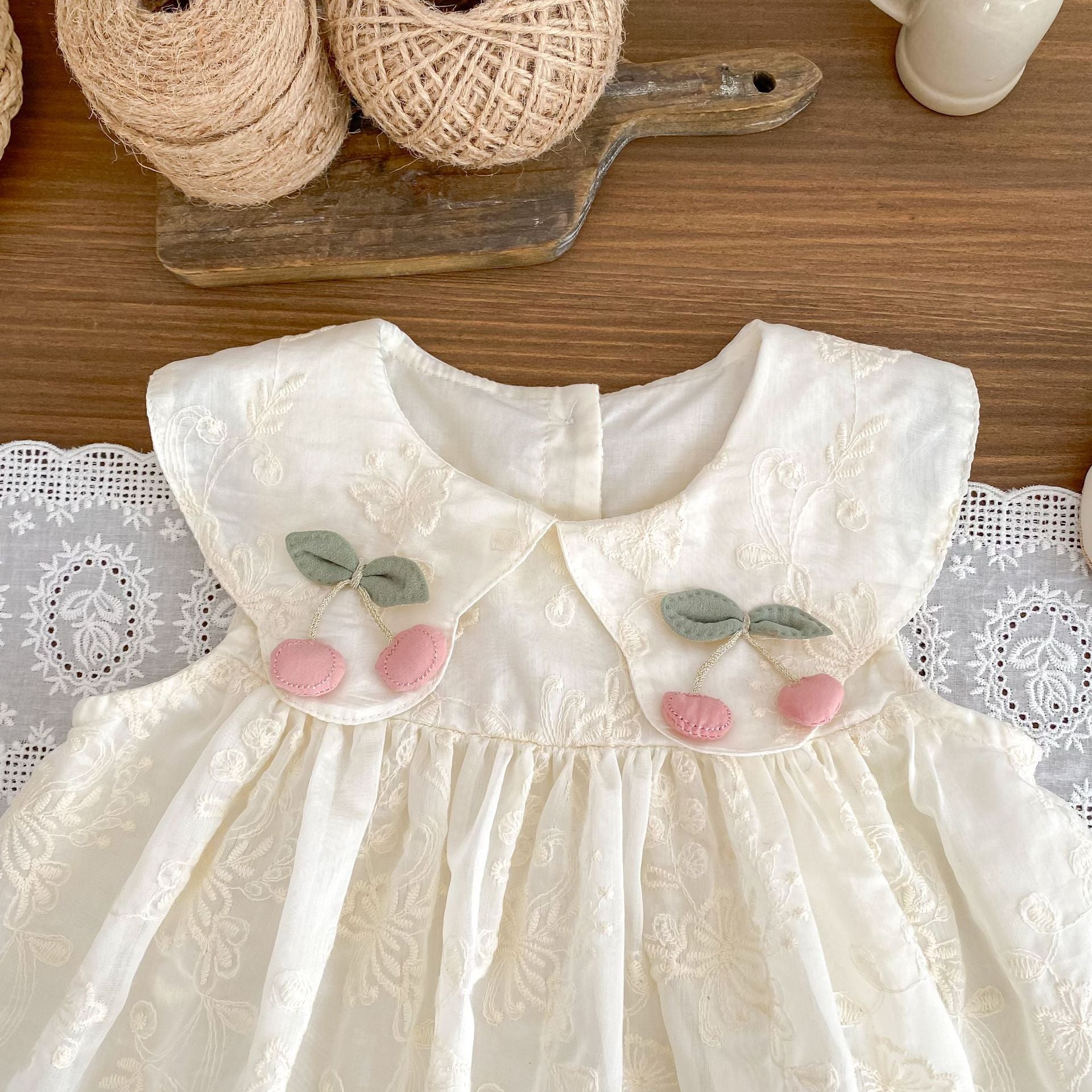 Girls' Summer Dress New Style Baby Girl Sweet Flower Embroidery Princess Dress Ruffle Sleeveless Tank Dress