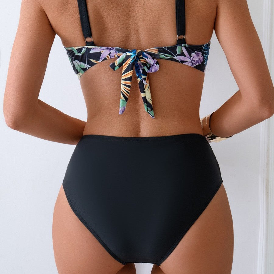 Women's Sexy Printed Multi-color High-Waisted Two-Piece Swimsuit Wholesale