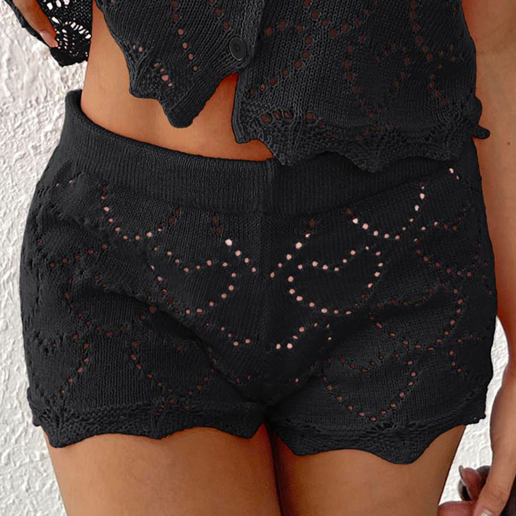 Ladies Mini Shorts  Women's Beach Shorts Heart Jacquard Sexy Low Waist Shorts