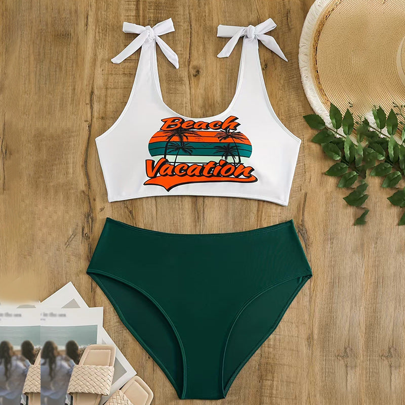 Tight fitting quick drying split swimsuit