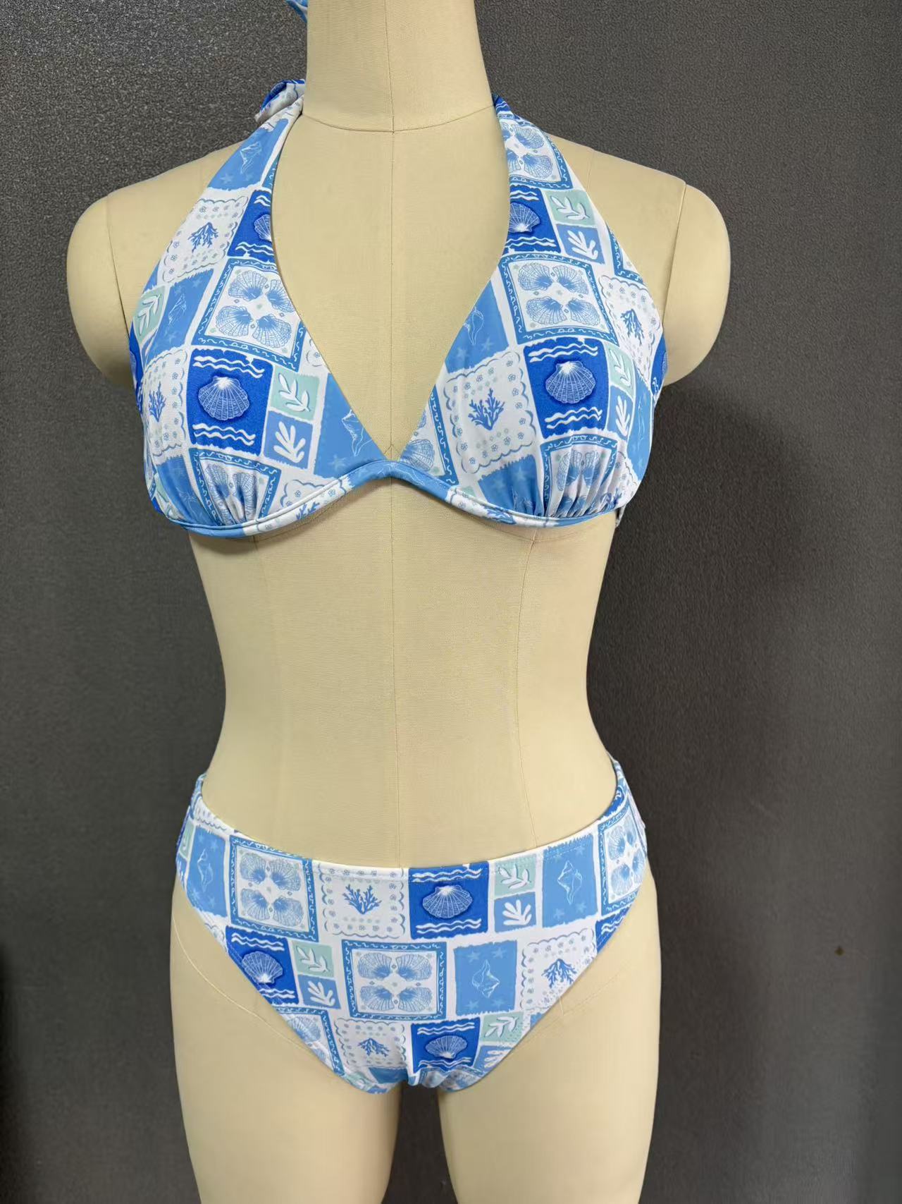 Printed Separated Bikini with String Ties, Sexy Swimsuit with Steel Support, Wholesale Swimwear
