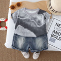 Short sleeved round neck top and shorts set