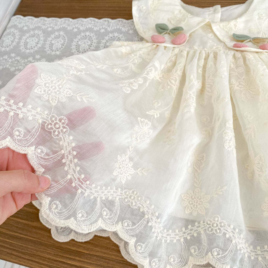 Girls' Summer Dress New Style Baby Girl Sweet Flower Embroidery Princess Dress Ruffle Sleeveless Tank Dress