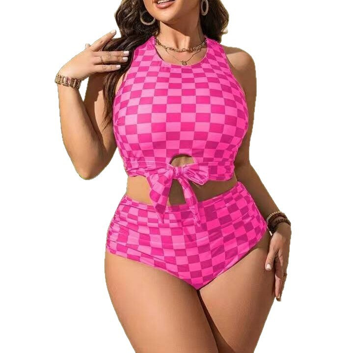 Chic Checkered Print Bikini Set Women's Two-Piece Swimsuit Swimwear