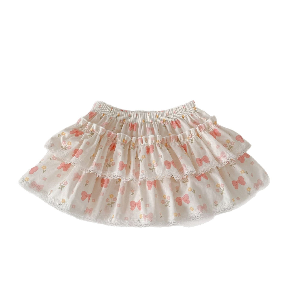 Cute Girls Summer Outfit Set Fashion Floral Cake Dress Sleeveless Top Two-Piece Set