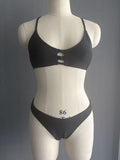 Bikini Set Black Backless Swimwear Solid Color Two-Piece Swimsuit