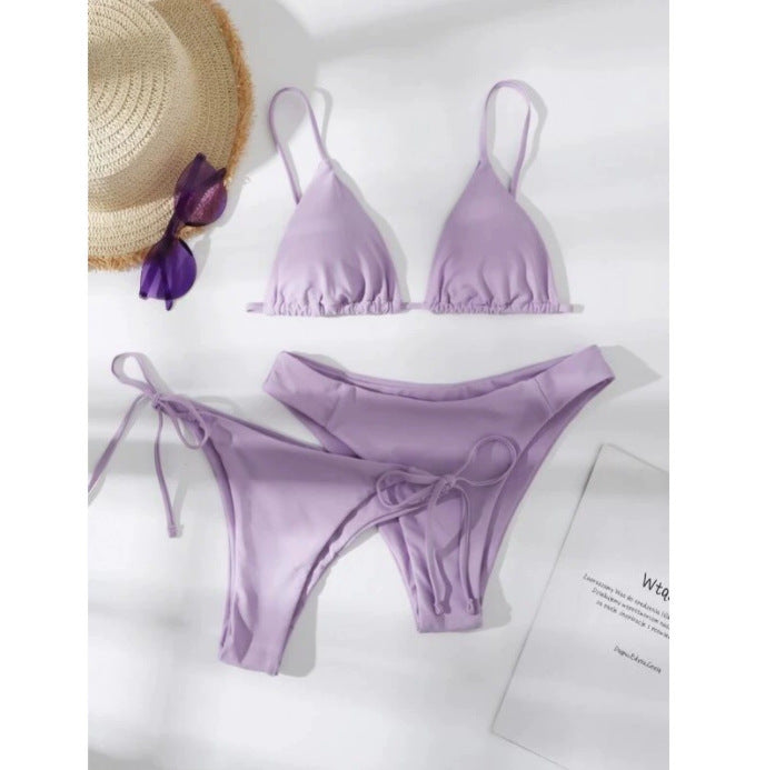Split swimsuit women's solid color three-point bikini