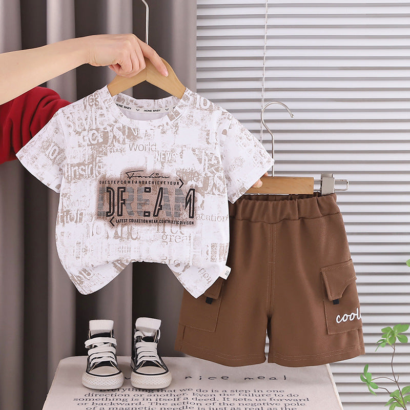 Round neck short sleeved top and shorts set