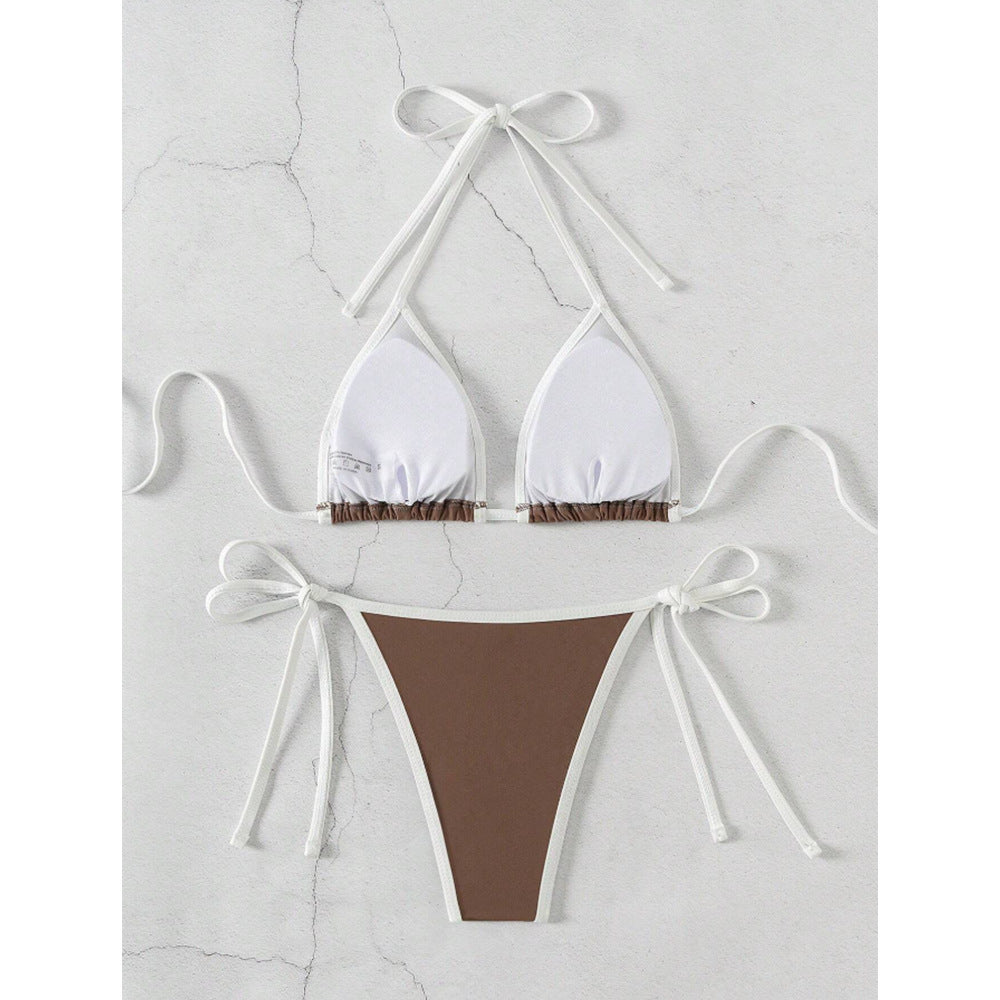 Women's three-point color matching swimsuit