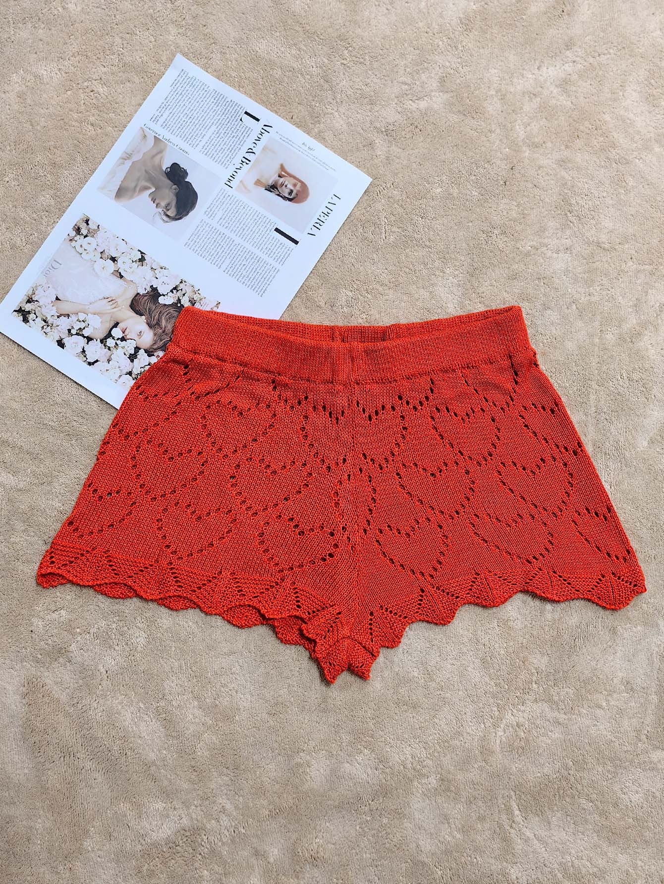 Ladies Mini Shorts  Women's Beach Shorts Heart Jacquard Sexy Low Waist Shorts
