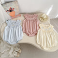 Sleeveless Newborn Romper Lightweight Baby Lace Onesie Girl Bunny Embroidery Crawling Suit