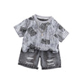 Round neck hanging chain short sleeved top and shorts set