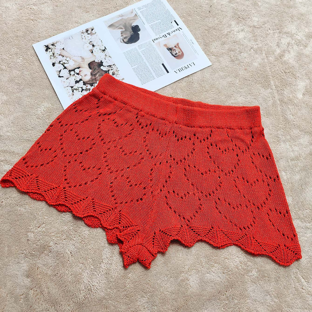 Ladies Mini Shorts  Women's Beach Shorts Heart Jacquard Sexy Low Waist Shorts
