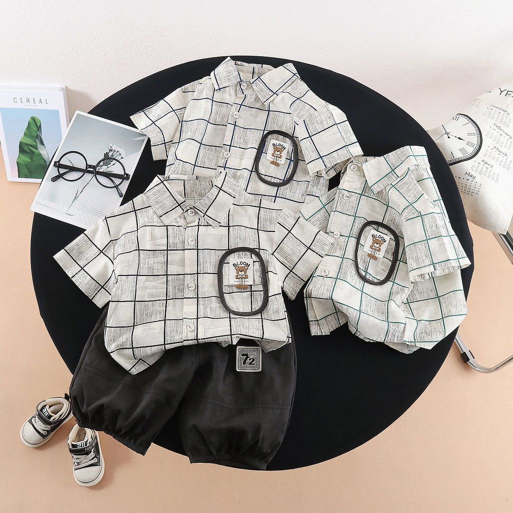 Short sleeved pocket striped top short sleeved set