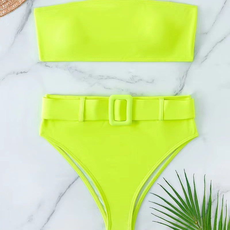 Bikini European and American swimsuit high waisted printed swimsuit