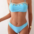 Solid color lace decoration bikini