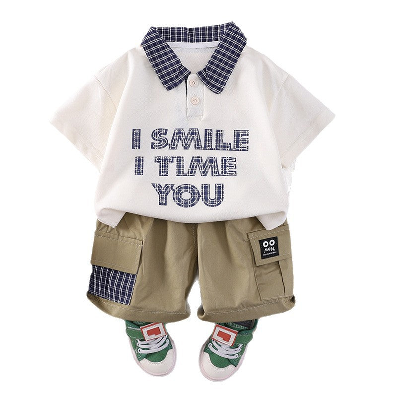 Collar short sleeved top pocket shorts set