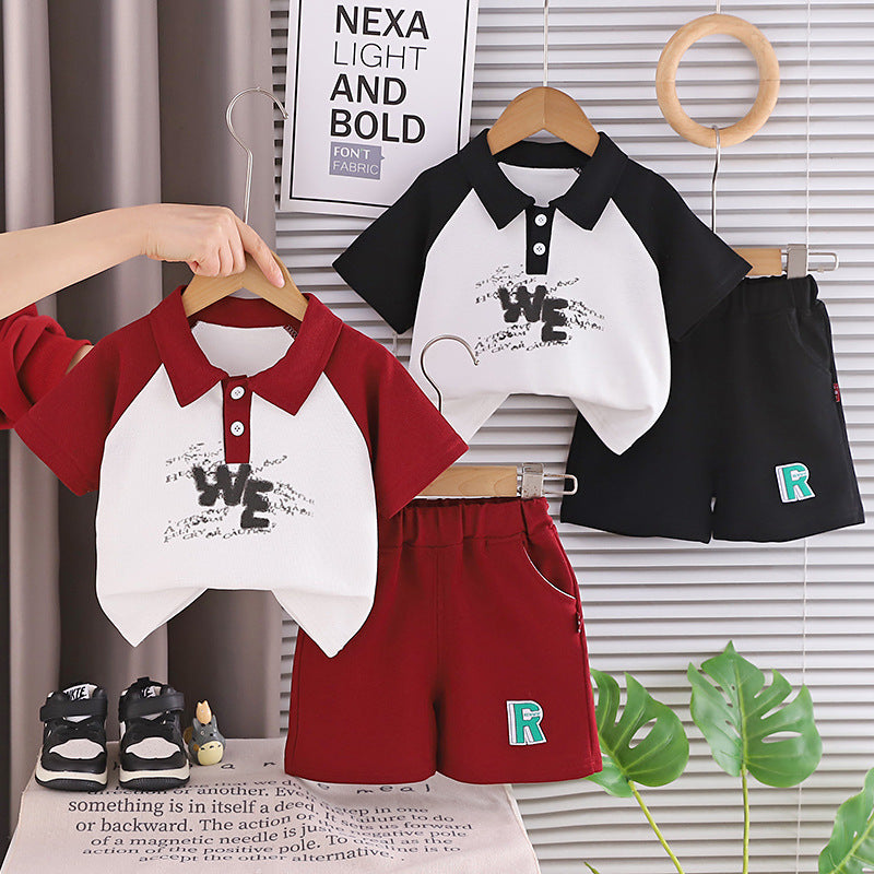 Collar short sleeved top and shorts set