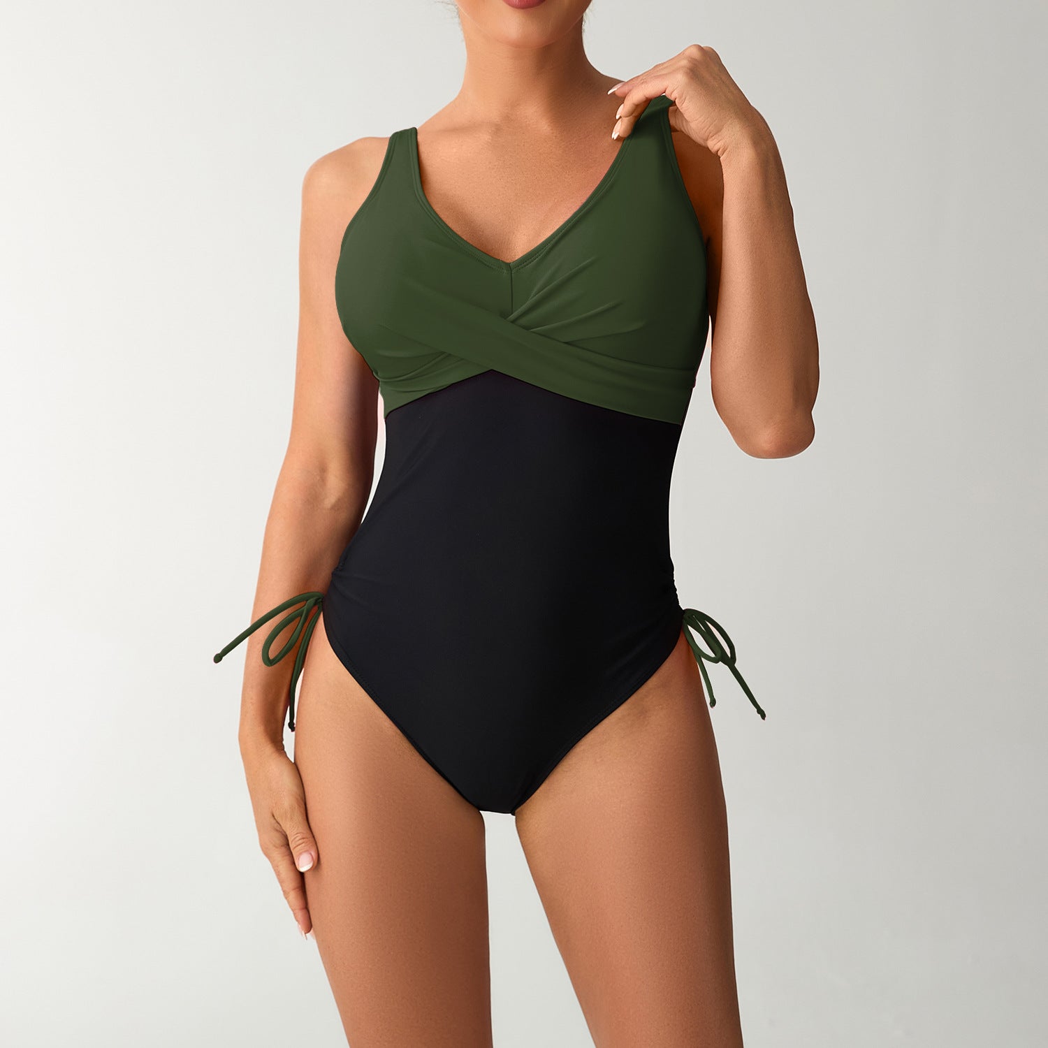 Colorful Bikini One-Piece Swimsuit with Cross-Strap Design for Women
