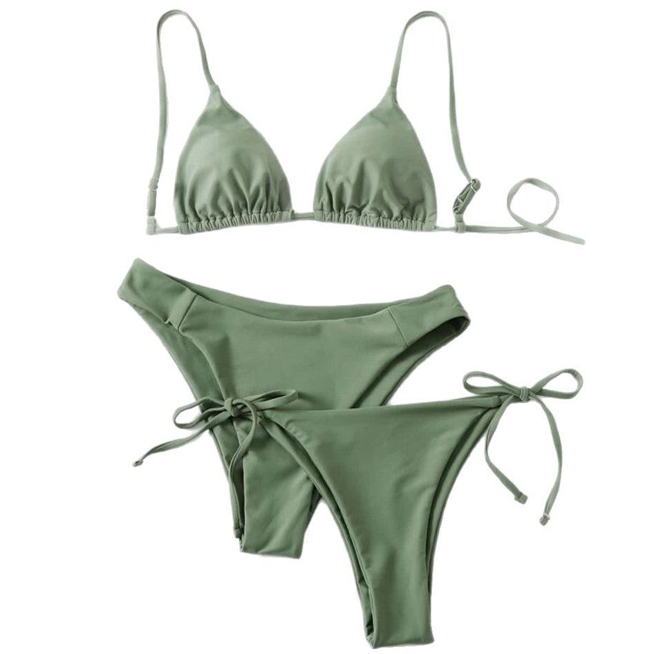 Split swimsuit women's solid color three-point bikini