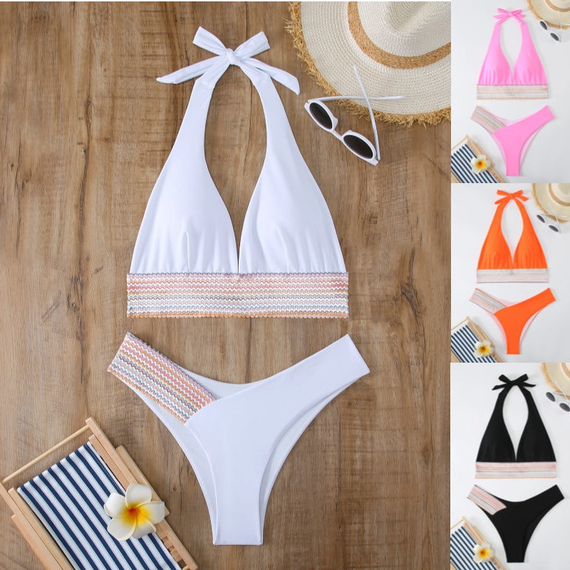 Solid color split swimsuit