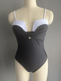One-Piece Triangular Swimwear Slimming Bodycon Small Bust Enhancing Swimming Costume Wholesale