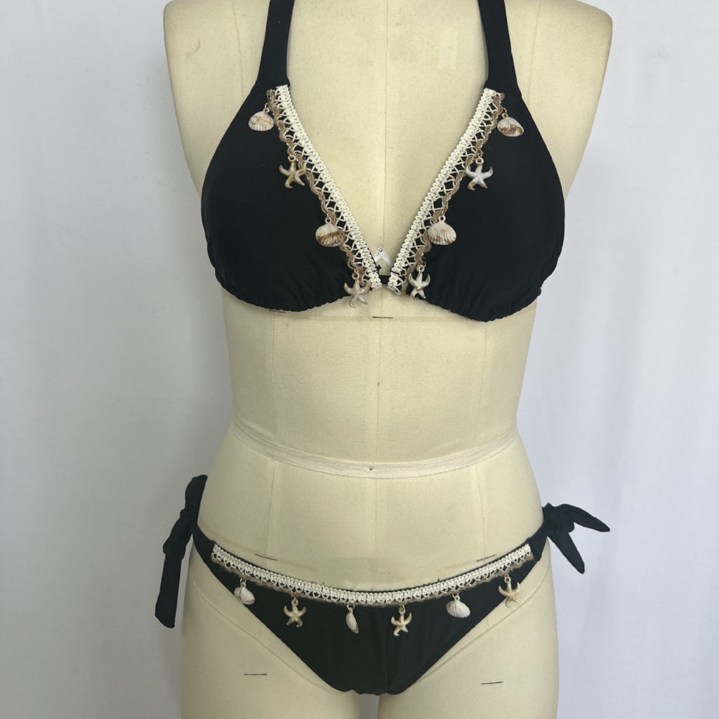 Two piece bikini black three-point split swimsuit