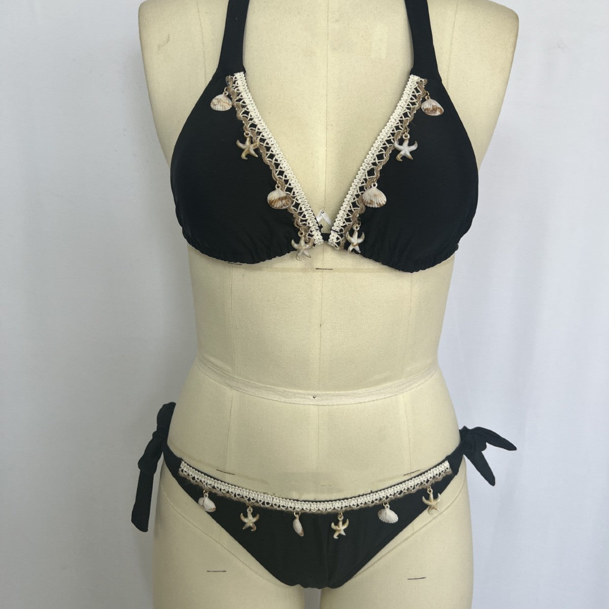 Two piece bikini black three-point split swimsuit