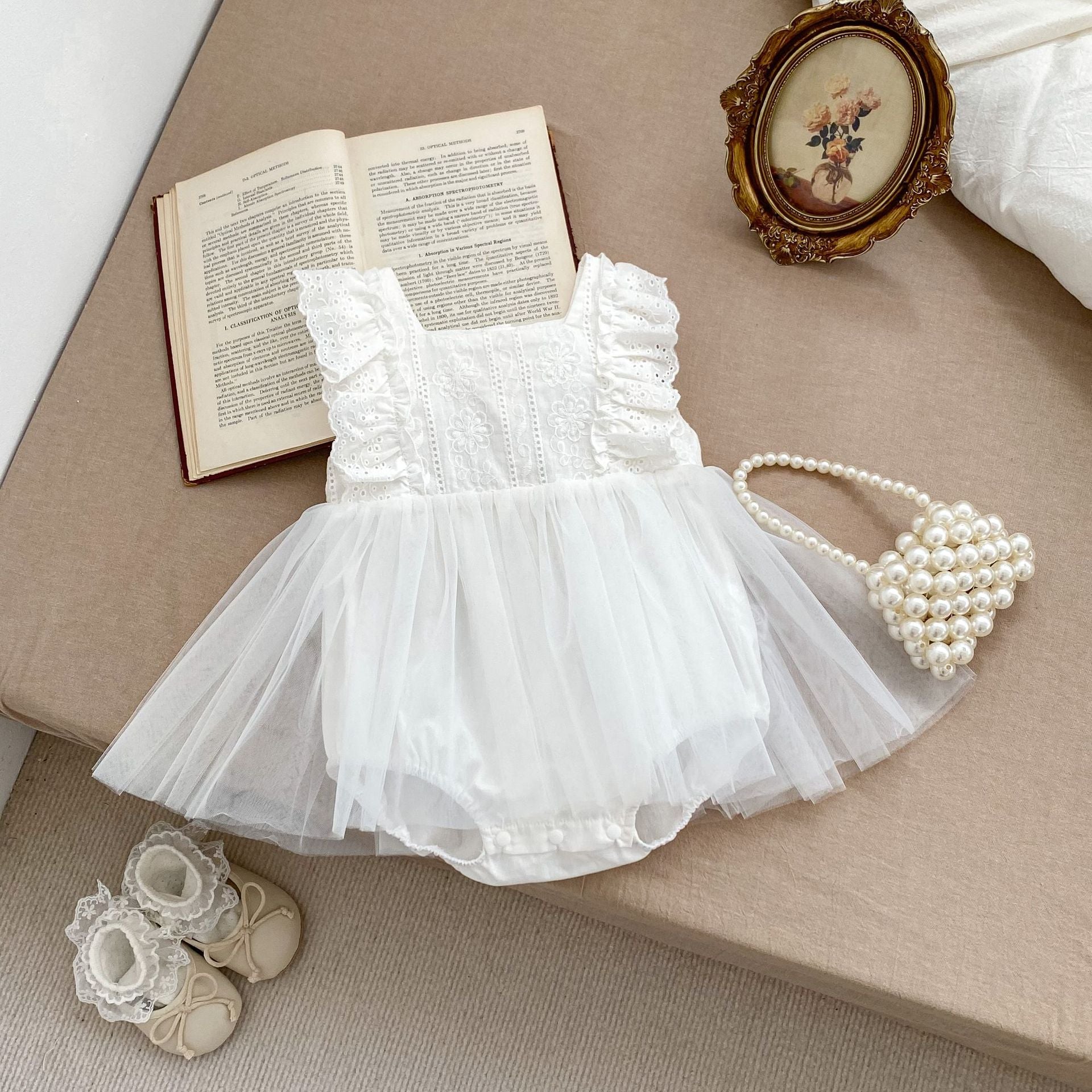 New Style Baby Girl Summer Sleeveless Mesh Dress Romper, Toddler First Birthday Photo Shoot Bodysuit Dress