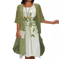 Elegant Lace Chiffon Dress Set