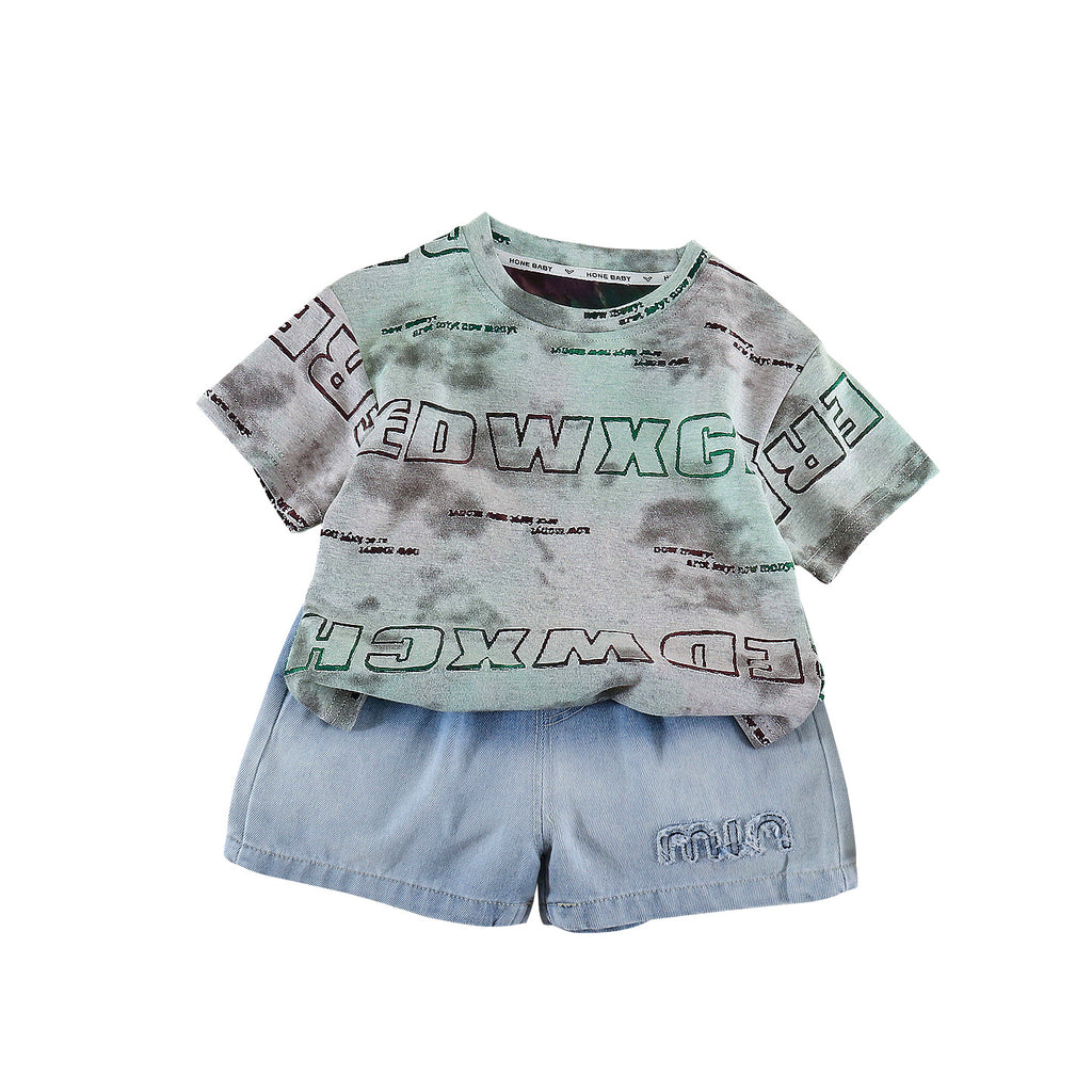 Tie dye round neck top and shorts set